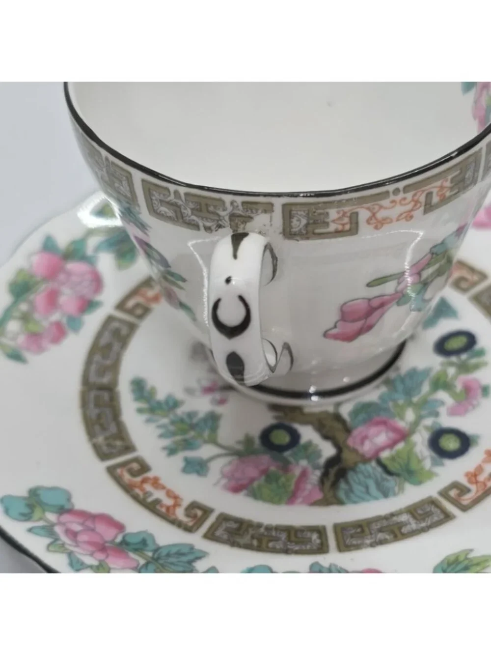 Grosvenor Bone China Indian Tree Demitasse Cup & Saucer Set Made In England 50's